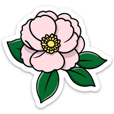 elegant red camellia japonica with glossy petals sticker