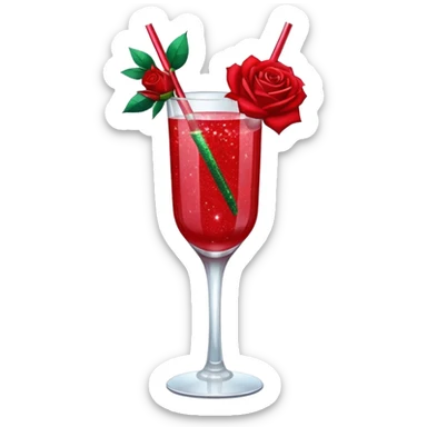Glittery with roses red mocktail sticker