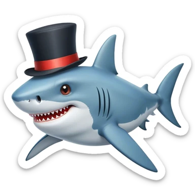 Shark with a top hat sticker