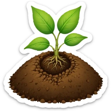Two leaves sprout on round brown soil ball sticker
