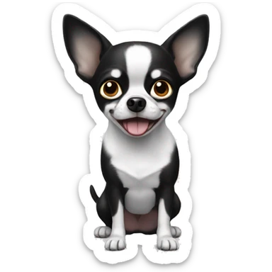 mad black and white chihuahua sticker
