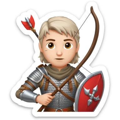 medieval archer with a bow and quiver, focused expression, Puy du Fou theme park emoji sticker
