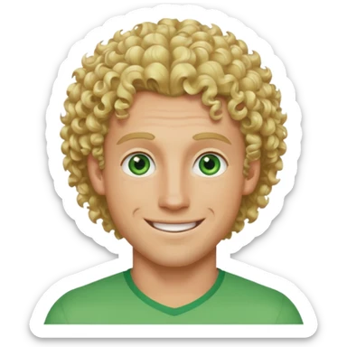 Athletic man with blond curly hair, and light green eyes  sticker