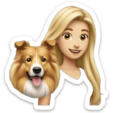 blonde girl and rough collie dog sticker