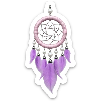 Iridescent Pastel white-pink-Violet-purple lavender dreamcatcher, white bead pearls, silver accents, rose metal  sticker