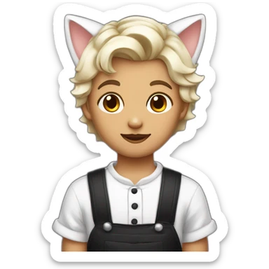 Boy with a french maid outfit and cat ears on his head sticker