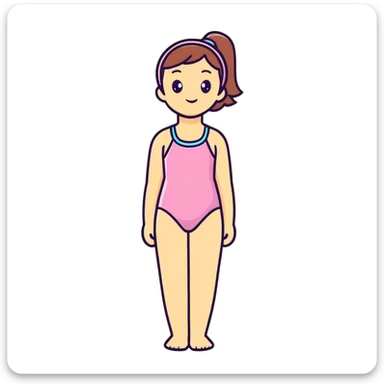 summer day with girl in bathing suit sticker