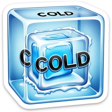 the word COLD  in graffiti in a ice cube sticker