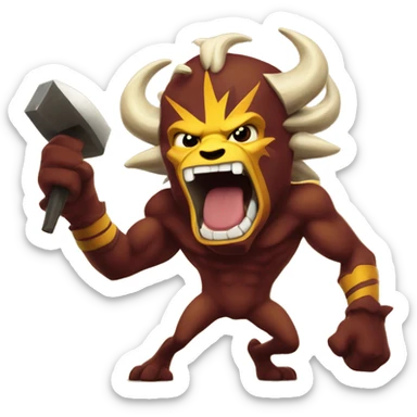 Sparky the sun devil pitchforking Ralph the buffalo sticker