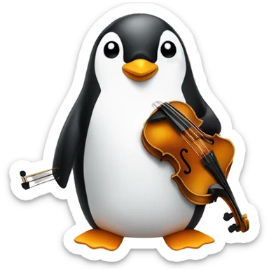 Penguin with violin sticker