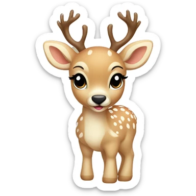 Beige asthetic Christmas Baby deer  sticker