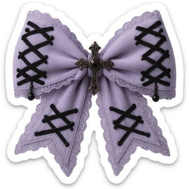 Make the gothic bow and accessories pastel purple, keep lace and velvet details, photorealistic style, keep background transparent. sticker