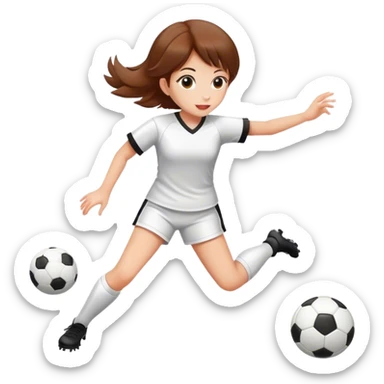 Girl with brown hair plays soccer and sushi  sticker