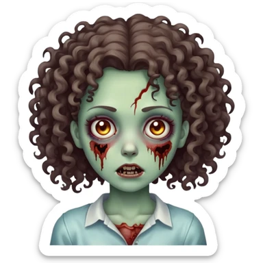 zombie girl with curly hair sticker