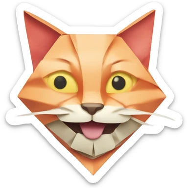 cat smiling origami saumon sticker