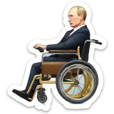 Depressed vladimir putin golden big wheelchair jumps out of suitcase sticker
