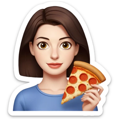 Anne Hathaway with pizza sticker