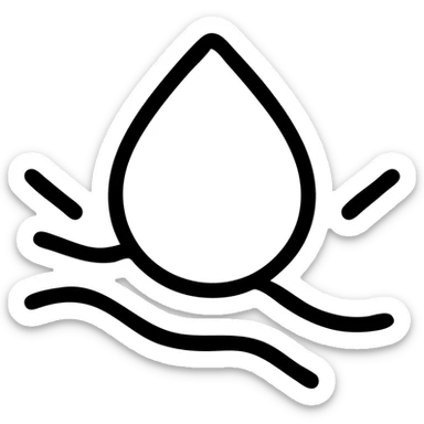 outlined icon of a water droplet sliding on glossy black paint of a premium vehicle, clean lines, subtle repellent effect with water lines moving away, modern and simple sticker