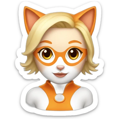 orange and white cat woman blonde sticker
