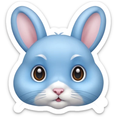 light blue cute rabbit head with big eyes sticker