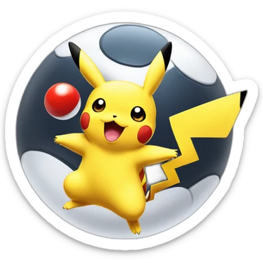 pikachu jumping out of poke ball sticker