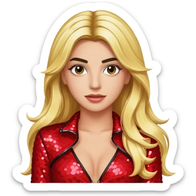Lele Pons with long blonde hair, red sequin outfit sticker