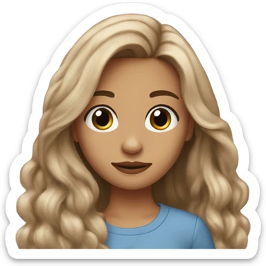 Amelije  ￼Brown Long hair sticker