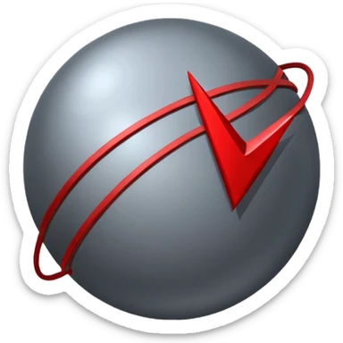 Grey Planet with red trading trending line and black background sticker