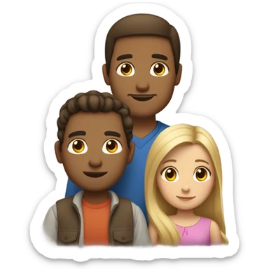 Puerto rican beard short brown hair  with blond long hair woman and brown long hair girl Family  sticker