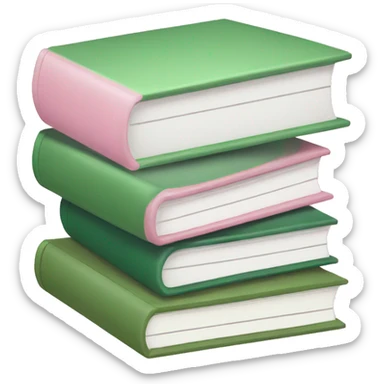 Bookstack in light pink and green colors  sticker