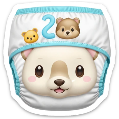 White baby diaper with cute animal drawings on it sticker