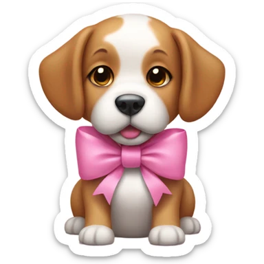 Cute dog with a pink bow on its head sticker