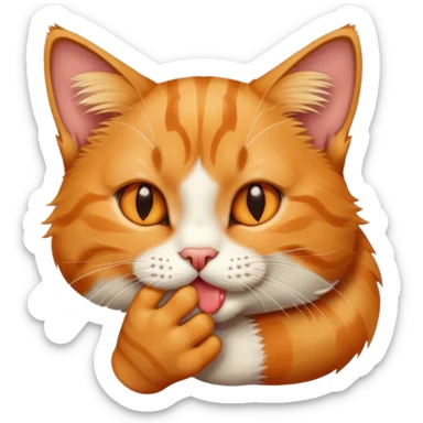 cat licking its paw sticker