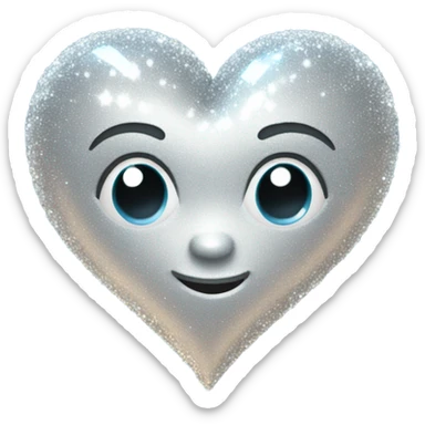 Silver sparkle heart sticker