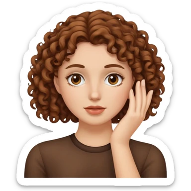 Female face palm with fair skin and brown curly hair  sticker