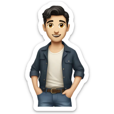 1940 young French guy with dark hair in casual clothes sticker