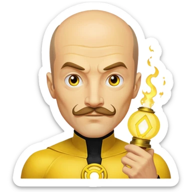dc sinestro yellow lantern with mustache and balding head sticker