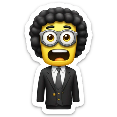 spongebob with a bob haircut black like an emoji very sharp, apple iOS style,  sticker