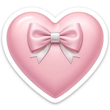 Pastel pink heart with white bow sticker