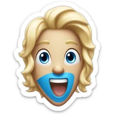 A blue diamond character with a funny face near the finish line sticker