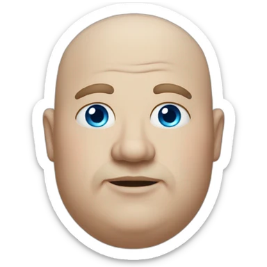 Fat bald man with blue eyes sticker