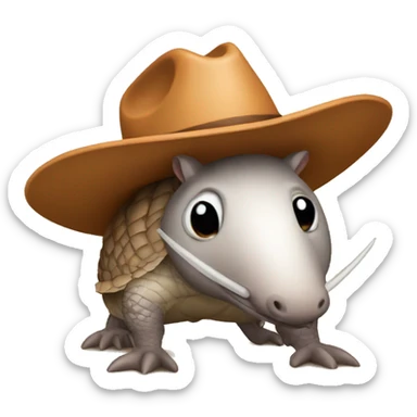 Armadillo with cowboy hat sticker