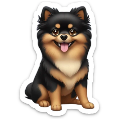smiling black and tan pomeranian sticker