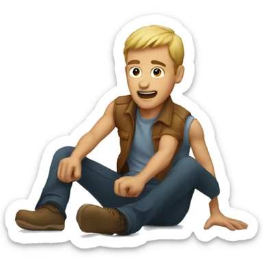 Man popping on floor sticker