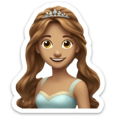 Smiling long brown hair girl princess sticker