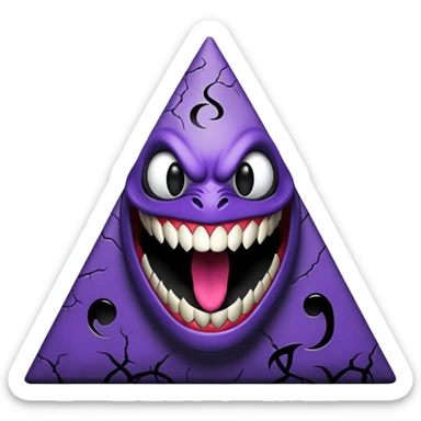 pyramide noir avec sourire de venom et des taches violettes en arriere plan sticker