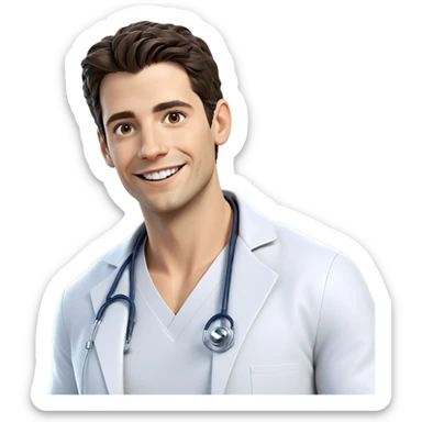 smiling doctor in labcoat sticker