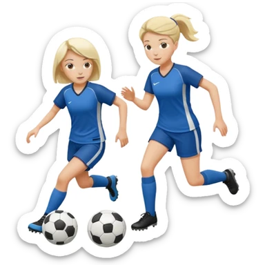 female soccer mentor and a mentee practicing dribbling sticker