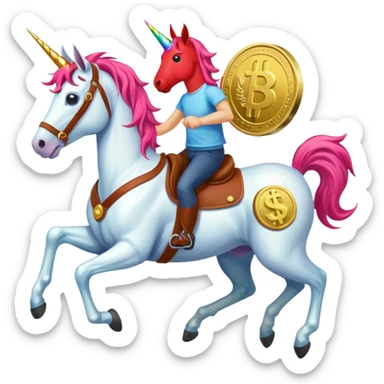 red horse agressive running unicorn money on the saddle text “ZGI” sticker