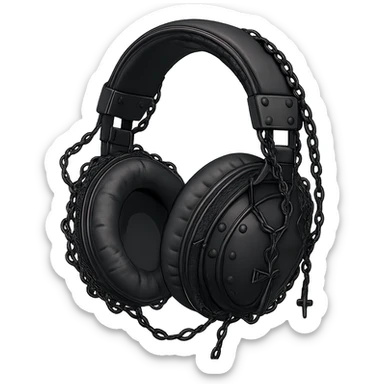 Remove the background and keep only the goth headphones in a realistic anime style with no background. sticker